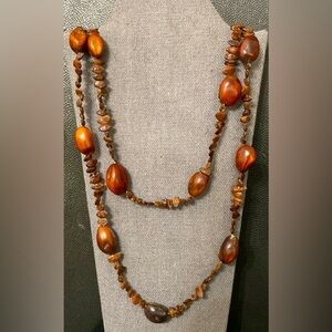 Vintage Brown large beaded seeds with watermelon/apple seeds, Boho necklace